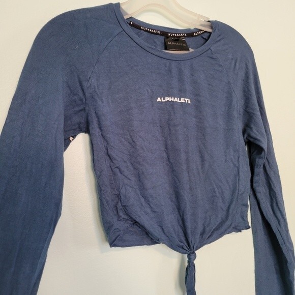 Alphalete Aspire Tie Crop Top in Teal Size Medium - Picture 3 of 6